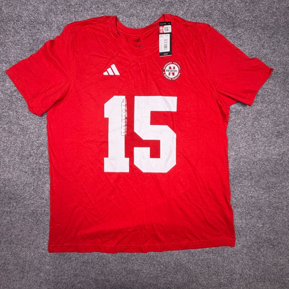 Adidas Nebraska Cornhuskers Dylan Raiola 15 Red Jersey T-Shirt Mens XL New